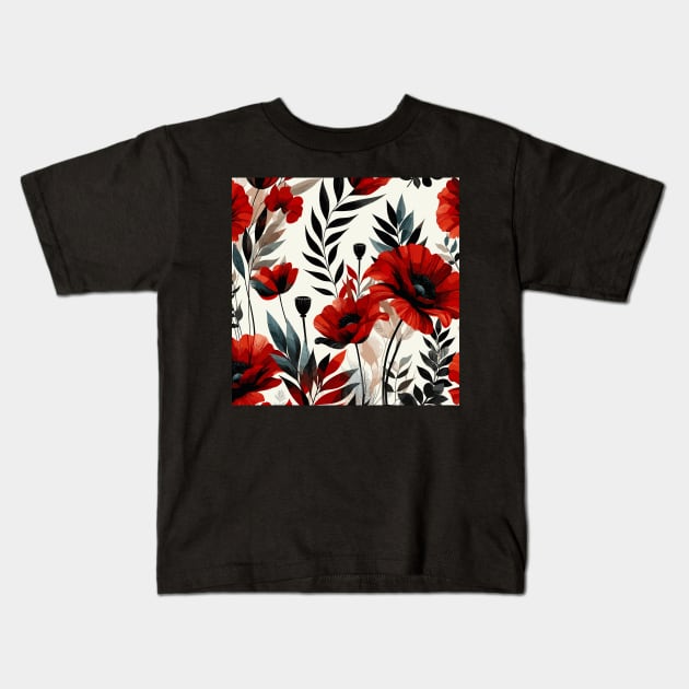 Red Poppy Flower Kids T-Shirt by Jenni Arts